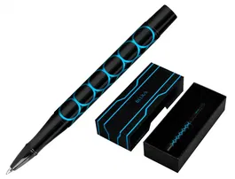 Belius Bolígrafo Legacy Aluminio Diseño Círculos Azul Cuerpo Negro Tinta Azul Caja Diseño