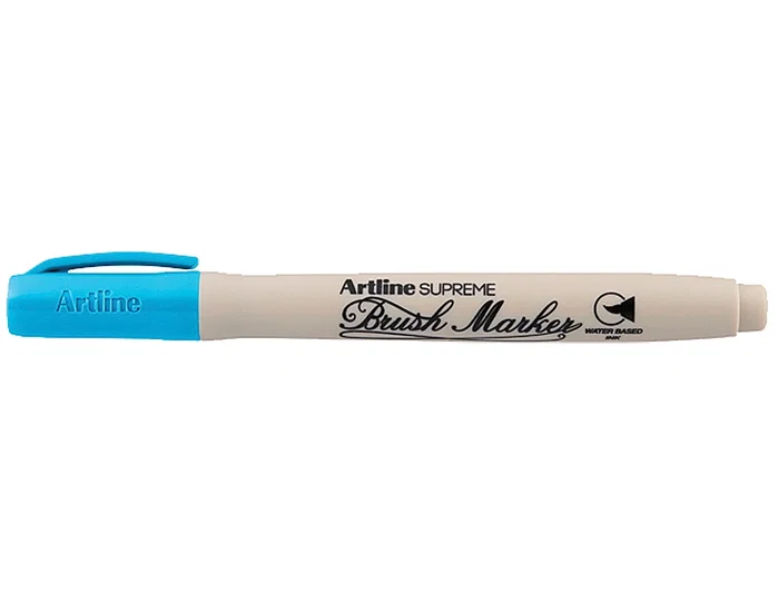 Artline Supreme Brush Rotulador de punta tipo pincel Celeste, Pack de 12 unidades