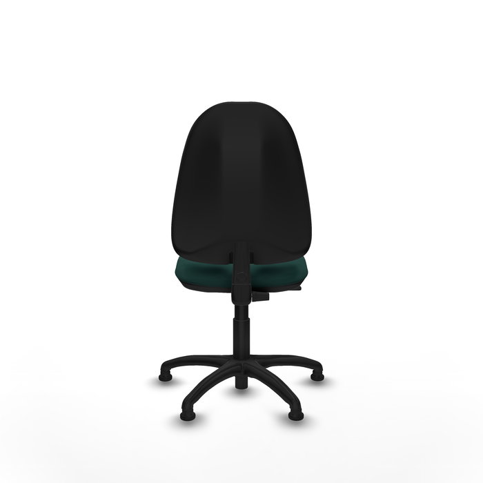 Silla de oficina Algarra con mecanismo Contacto permanente básico tapizada con Similpiel color Verde botella. Equipada con Base poliamida negra, Sin brazosy Topes