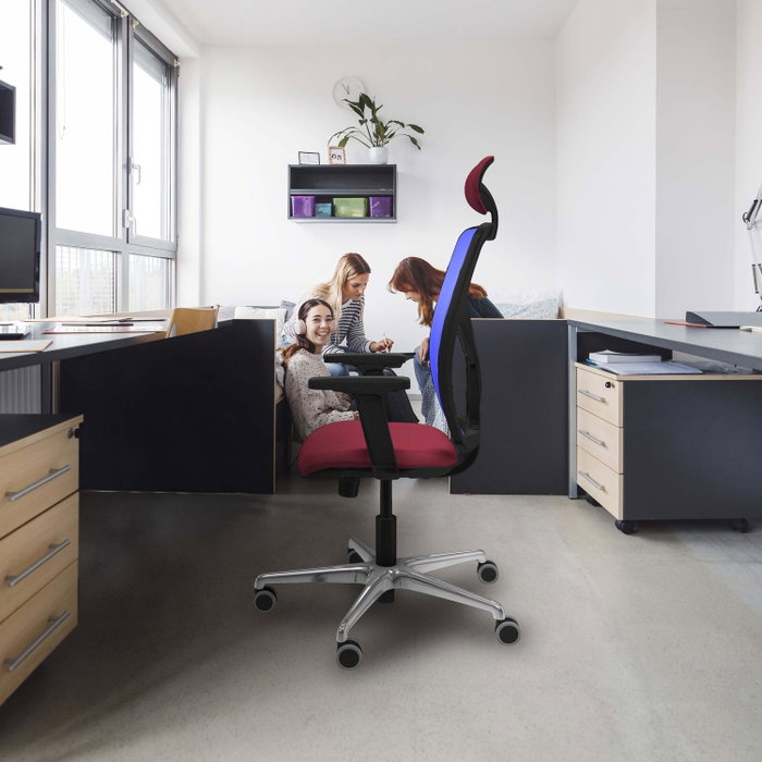 PIQUERAS Y CRESPO Silla de oficina Motilla con mecanismo Sincro, Verde oliva y Blanco