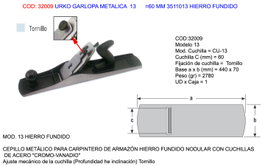 URKO Garropa Metálica de Hierro Fundido 13 mm = 60 mm