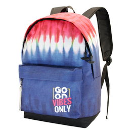 Oh My Pop Mochila ECO 2.0 Good Vibes Denim, RPET Repelente a Líquidos, Bolsillo Portátil, Azul