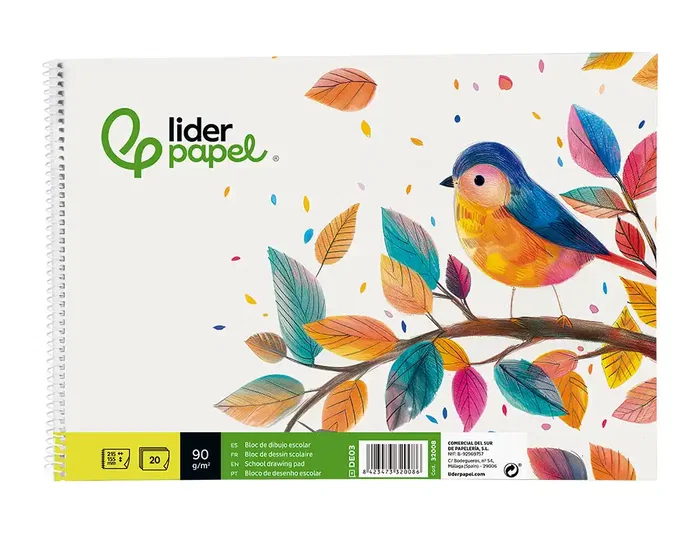 Liderpapel Bloc Dibujo Escolar Espiral 155x215mm 20 Hojas 90 gr/m2