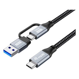 EQUIP Cable USB-C 3.2 Gen 2x2 a USB-A 128431, 1m, 20Gbps, Carga Rápida 100W, Negro