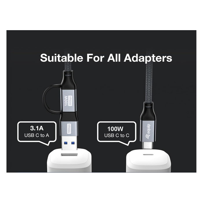 Equip Cable USB-C 3.2 Gen2x2 a USB-C PD 100W 1m Negro Equip Cable USB-C 3.2 Gen2x2 a USB-C PD 100W 1m Negro