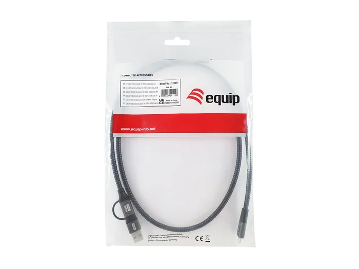 Equip 128431 Cable USB 3.2 Gen 2x2 USB-A a USB-C 1m, 20Gbps, PD 100W, Negro