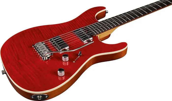 Eko Guitarra Eléctrica Fire 800 Musa Red Flamed 6 cuerdas Stratocaster Arce Tostado Mástil Arce Flamado Cuerpo Brillante