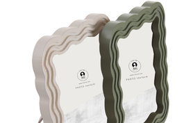 DKD Home Decor Set de 6 Marcos de Fotos 10x15 MDF Beige y Verde