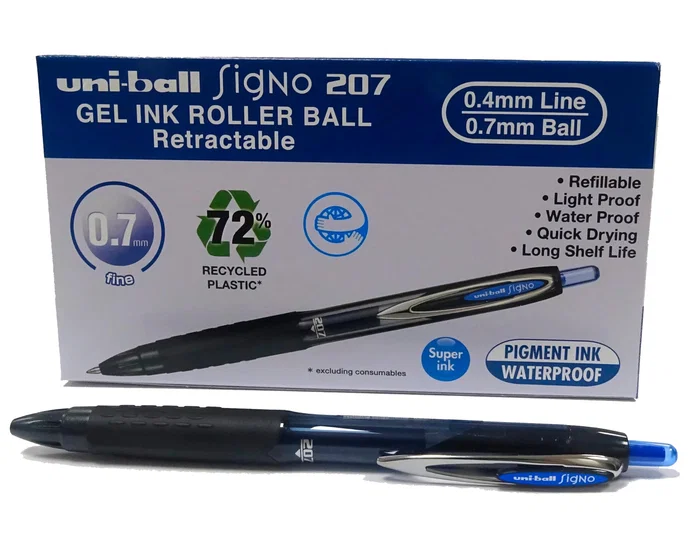 Uniball Bolígrafo Signo 207E Retráctil Azul 0,7 mm Uniball Bolígrafo Signo 207E Retráctil Azul 0,7 mm