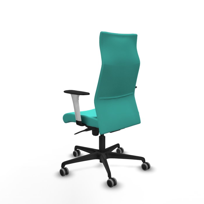PIQUERAS Y CRESPO Sillón Albacete con mecanismo Sincro, Similpiel Turquesa, Brazos 1D y Ruedas 65mm