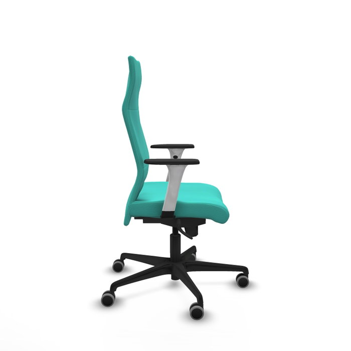 PIQUERAS Y CRESPO Sillón Albacete con mecanismo Sincro, Similpiel Turquesa, Brazos 1D y Ruedas 65mm