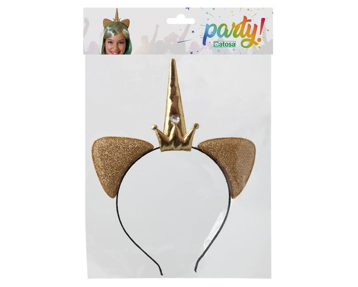 Diadema Unicornio Dorado Con Corona Y Orejas Metálicas Diadema Unicornio Dorado Con Corona Y Orejas Metálicas