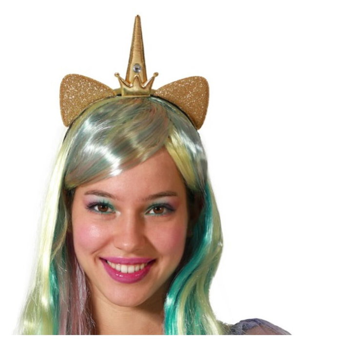 Atosa Diadema de Unicornio Dorada con Corona y Orejas Metálicas Atosa Diadema de Unicornio Dorada con Corona y Orejas Metálicas