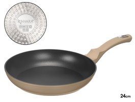 Kinvara Sarten Inducción Forjada 24 cm Aluminio EN601, Antiadherente, Mango Suave, Color Beige y Negro - Dimensiones 44.5x24.8x7 cm, Grosor Base 3.1 mm (Set de 6)