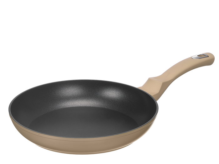 Kinvara Sarten Inducción Forjada 24 cm Aluminio EN601, Antiadherente, Mango Suave, Color Beige y Negro - Dimensiones 44.5x24.8x7 cm, Grosor Base 3.1 mm (Set de 6)