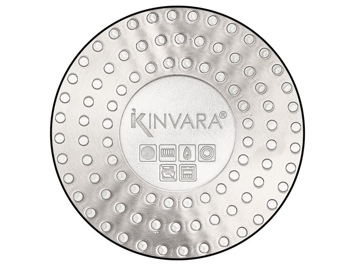 Kinvara Sarten Inducción Forjada 24 cm Aluminio EN601, Antiadherente, Mango Suave, Color Beige y Negro - Dimensiones 44.5x24.8x7 cm, Grosor Base 3.1 mm (Set de 6)
