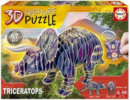 EDUCA BORRAS Creature Puzzle 3D Triceratops de 50 a 99 piezas