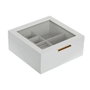 DKD Home Decor Joyero de Madera y Cristal Blanco y Beige