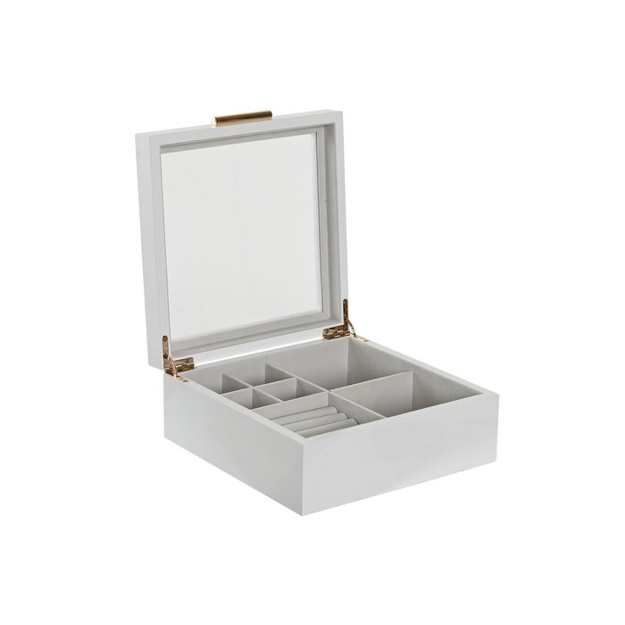 DKD Home Decor Joyero de Madera y Cristal Blanco y Beige