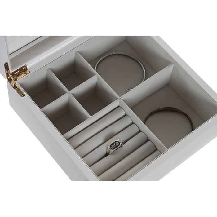 DKD Home Decor Joyero de Madera y Cristal Blanco y Beige