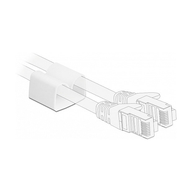 DeLOCK Organizador de Cables Clip, 2 Unidades, Blanco