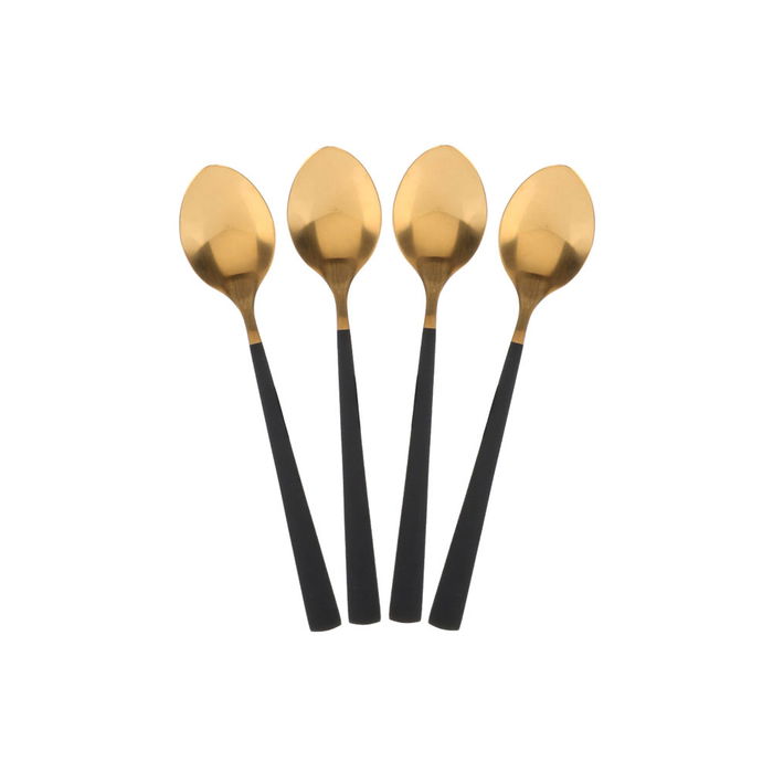 Home Deco Factory Lounge Cubertería 16 Piezas Acero Inoxidable Dorado Mango Negro