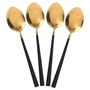 Home Deco Factory Lounge Cubertería 16 Piezas Acero Inoxidable Dorado Mango Negro