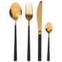 Home Deco Factory Lounge Cubertería 16 Piezas Acero Inoxidable Dorado Mango Negro