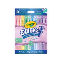 CRAYOLA Set de 10 rotuladores lavables rectráctiles Clicks colores pastel