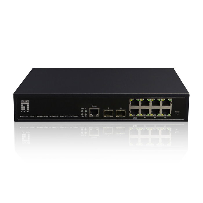 Level One GEP-1061 Switch 8x GE 2x SFP 8x PoE+
