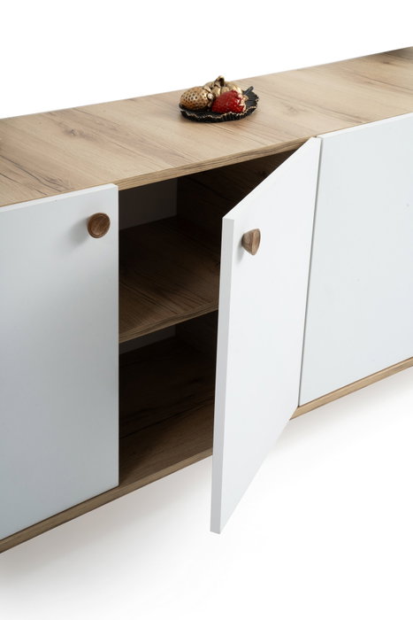 Hanah Home Consola Escandinava H3020 Roble y Blanco 180x77.8x41 cm
