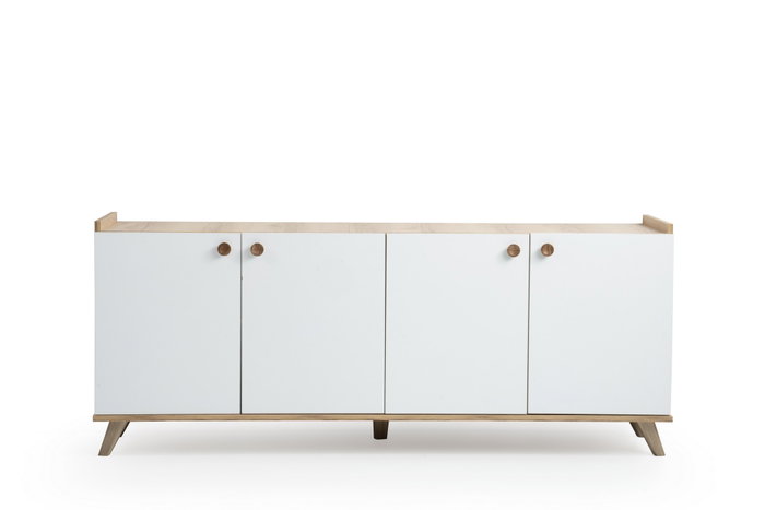 Hanah Home Consola Escandinava H3020 Roble y Blanco 180x77.8x41 cm