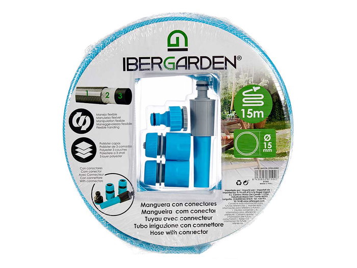Ibergarden Manguera 15 Metros Colores Surtidos 28x8x28 cm (Set de 6) Ibergarden Manguera 15 Metros Colores Surtidos 28x8x28 cm (Set de 6)