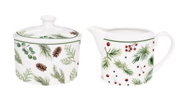 DKD Home Decor Set de Azucareros y Lecheras Acebo, Porcelana, Verde/Blanco