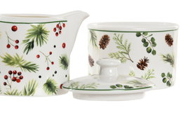 DKD Home Decor Azucarero Navidad Tradicional Verde Blanco Porcelana 8.5 x 8 x 12 cm Set de 2