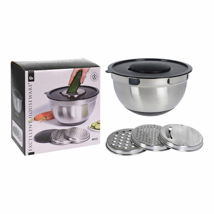 Excellent Houseware Ensaladera + 3 Ralladores 25 x 25 x 14 cm Excellent Houseware Ensaladera + 3 Ralladores 25 x 25 x 14 cm