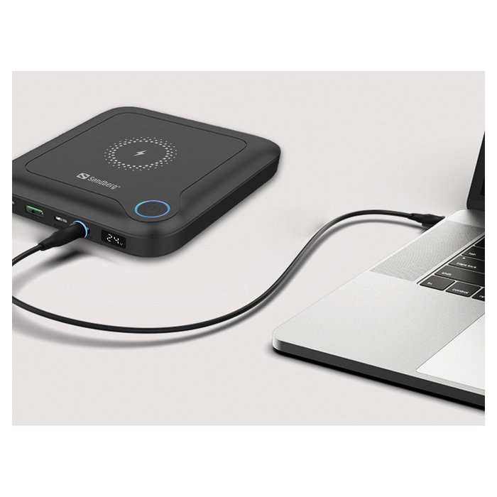 SANDBERG 420-57 Powerbank All-in-One 24000 mAh con Quick Charge 2.0 y Carga Inalámbrica - Negro