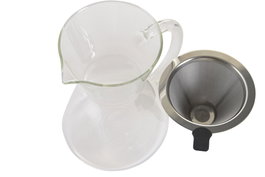 DKD Home Decor Cafetera Basicos Transparente Plateado 500ml Borosilicato Inox