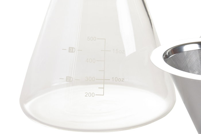 DKD Home Decor Cafetera Basicos Transparente Plateado 500ml Borosilicato Inox