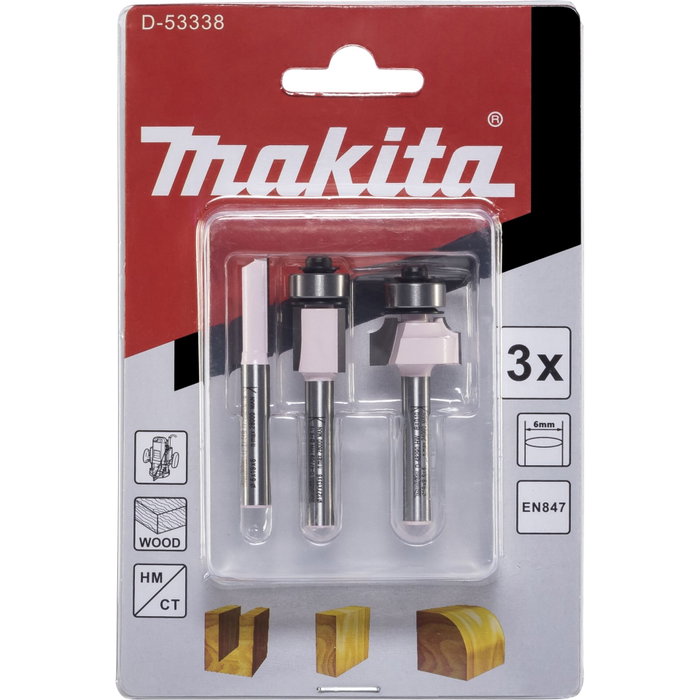 Makita Juego de Fresas de 6 mm, 3 piezas Makita Juego de Fresas de 6 mm, 3 piezas