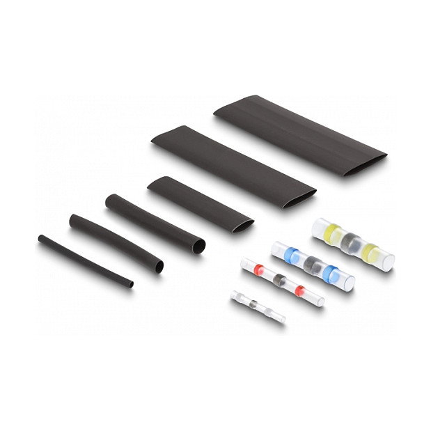 DeLOCK Kit de 308 piezas de tubos termorretráctiles con conectores de cable para soldar