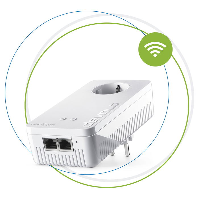 Devolo Magic 2 WiFi next Powerline Adapter, 2400 Mbps Powerline, WiFi 5 hasta 1167 Mbps, 2x Puertos LAN Gigabit, Blanco