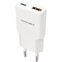 Nanocable Cargador de Pared 25W con USB-C PD y USB-A QC - Blanco
