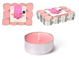 Acorde Set 24 Velas Tea Light Aromáticas Orquídea 4 Horas de Duración 15 x 3 x 11.2 cm Cera y Aluminio Rosa (Set de 24)