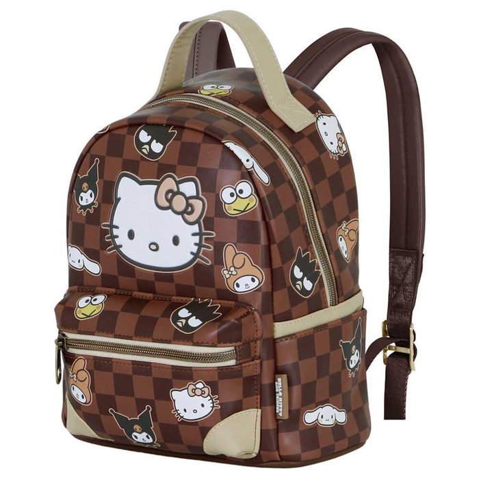 Karactermania Hello Kitty Squares Mochila Heady Pequeña Marrón