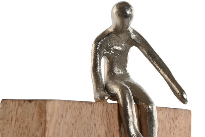 DKD Home Decor Figura de Mango y Aluminio Personas Natural
