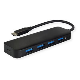 VALUE 14.99.5039 Hub USB 3.2 Gen 1 Tipo-C a 4X Tipo-A, Negro, Aluminio, 5000Mbit/s