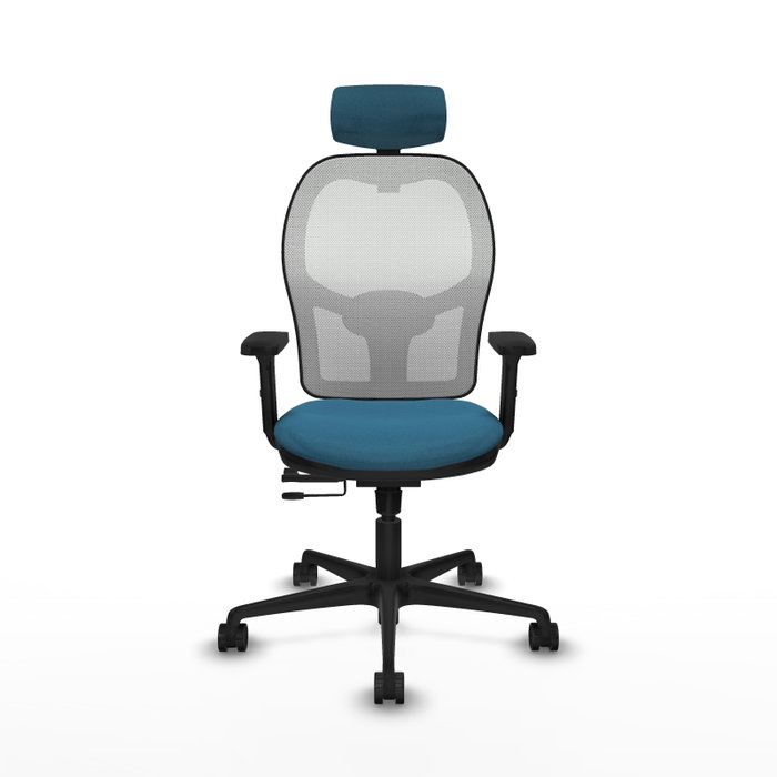 PIQUERAS Y CRESPO Silla de oficina Jorquera con mecanismo Sincro/Traslack, Verde petróleo y Blanco
