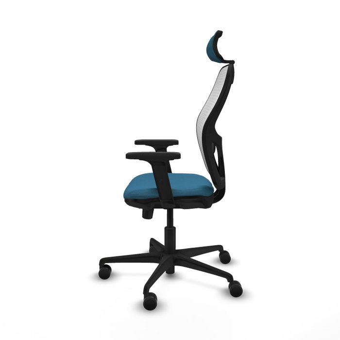 PIQUERAS Y CRESPO Silla de oficina Jorquera con mecanismo Sincro/Traslack, Verde petróleo y Blanco