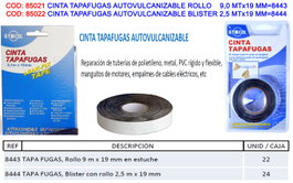 UNECOL Cinta Tapafugas Autofulcanizable 2,5 m x 19 mm